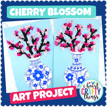 Load image into Gallery viewer, Cherry Blossom Art Project -Japanese art porcelain vase templates