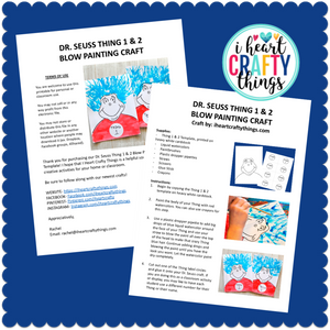 Dr. Seuss Craft -Thing 1 and Thing 2 Blow Painting Art Activity