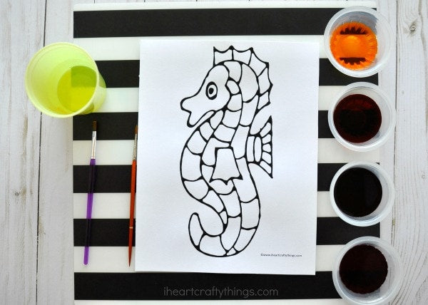 Stunning Seahorse Black Glue Craft – I Heart Crafty Things