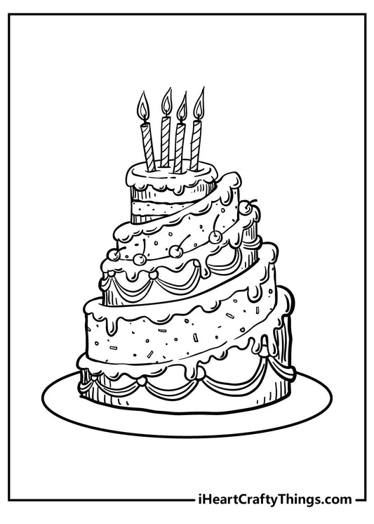 Cake Coloring Book - 35 pages