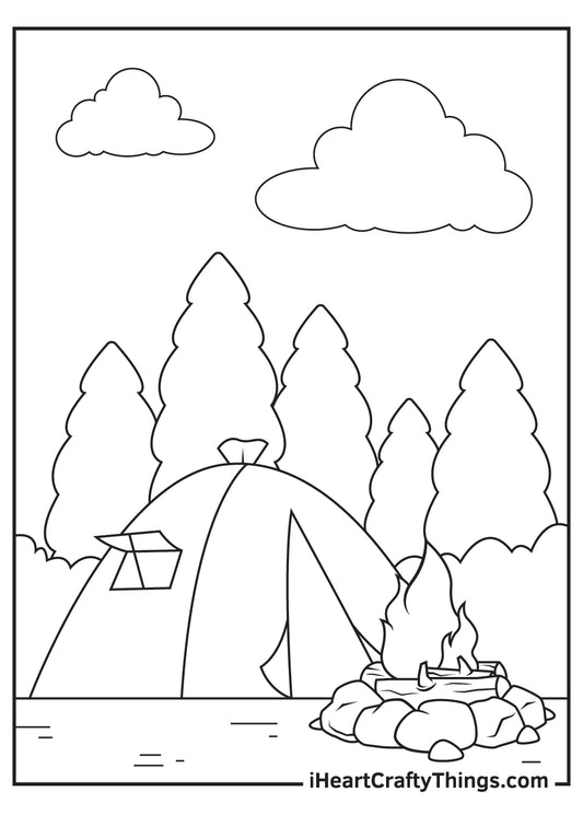 Camping Coloring Book - 25 pages