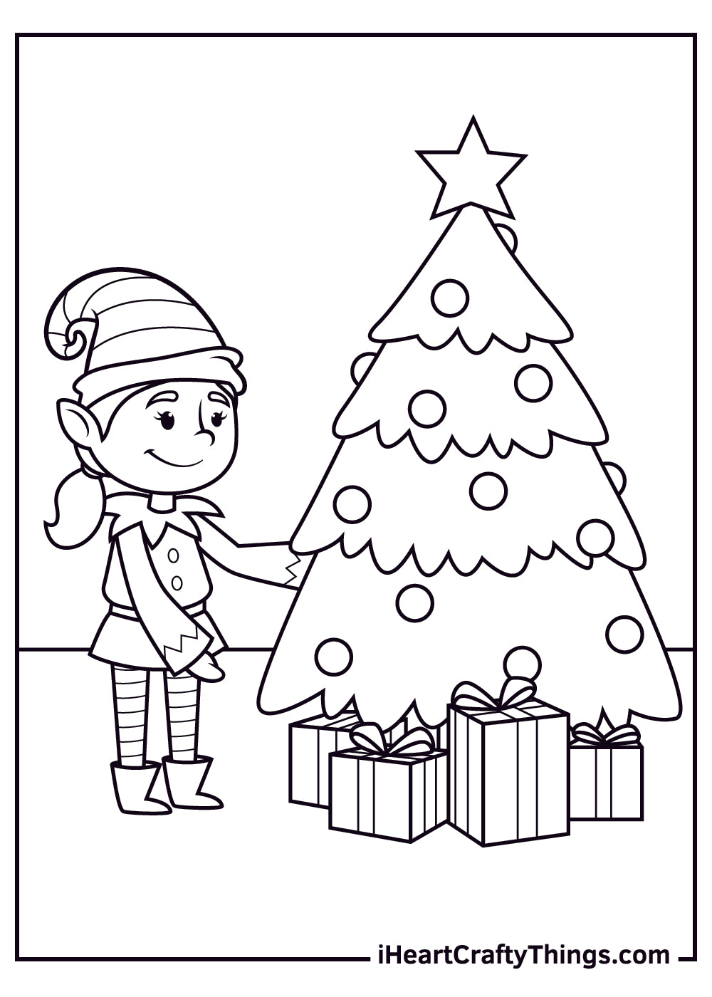 Christmas Elves Coloring Book - 15 pages