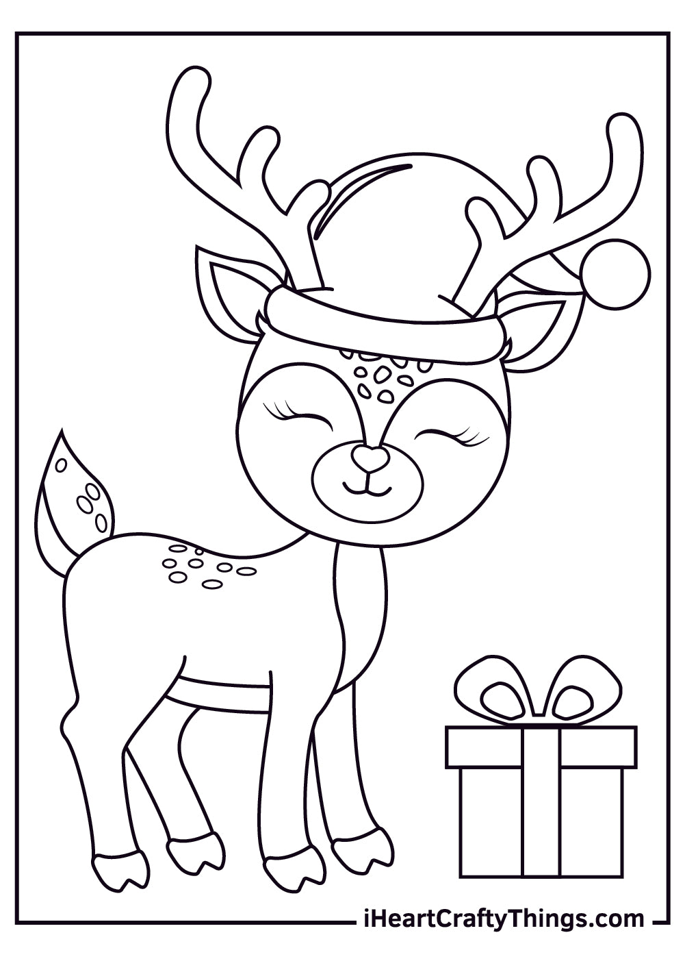 Christmas Reindeers Coloring Book - 15 pages