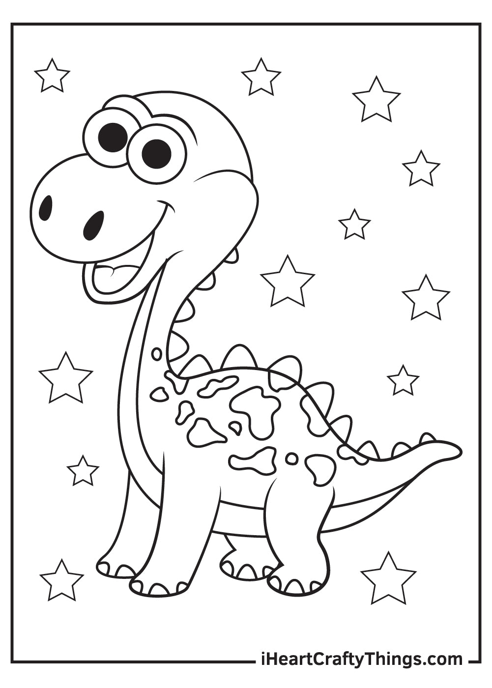 Cute Dinosaurs Coloring Book - 10 pages