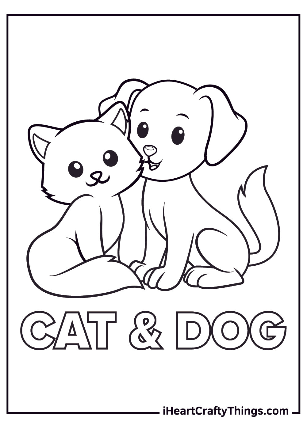 Dog And Cat Coloring Book - 15 pages