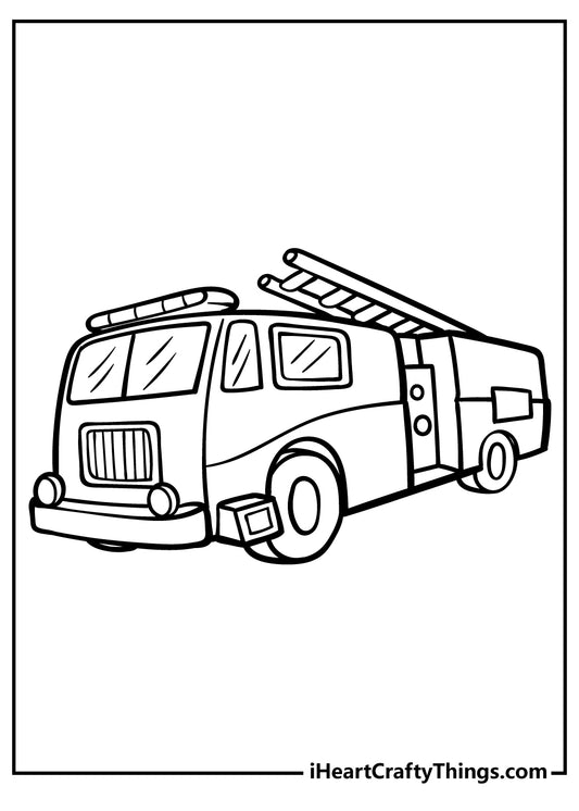 Fire Truck Coloring Book - 20 pages