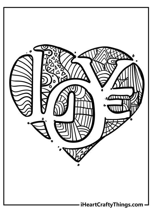 Heart Coloring Book - 59 pages