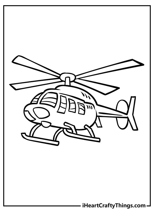 Helicopter Coloring Book - 15 pages