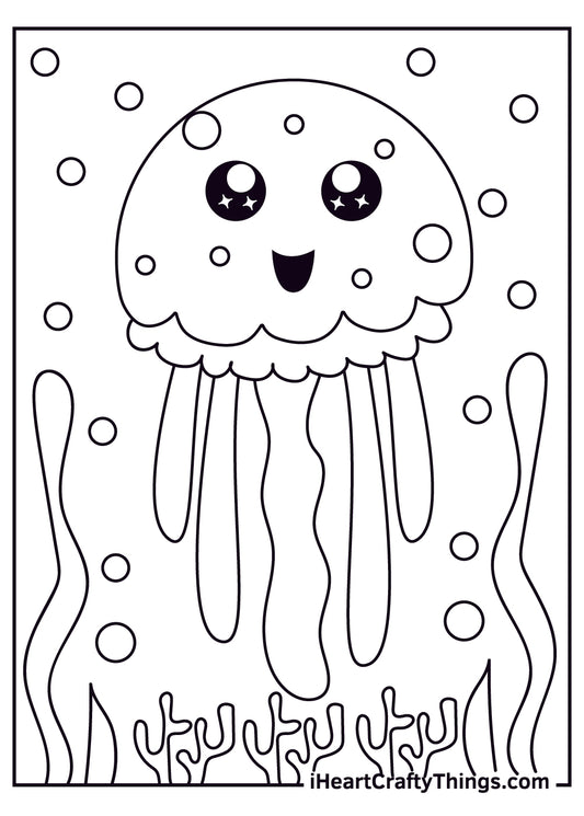 Jellyfish Coloring Book - 15 pages