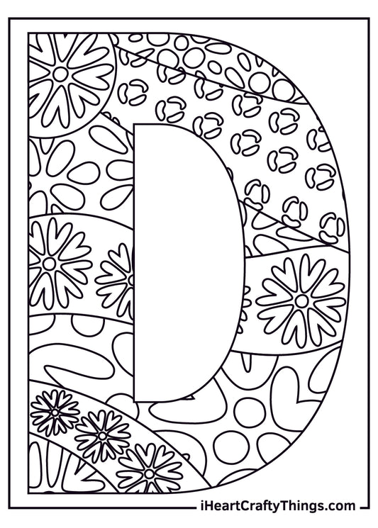 Letter D Coloring Book - 15 pages