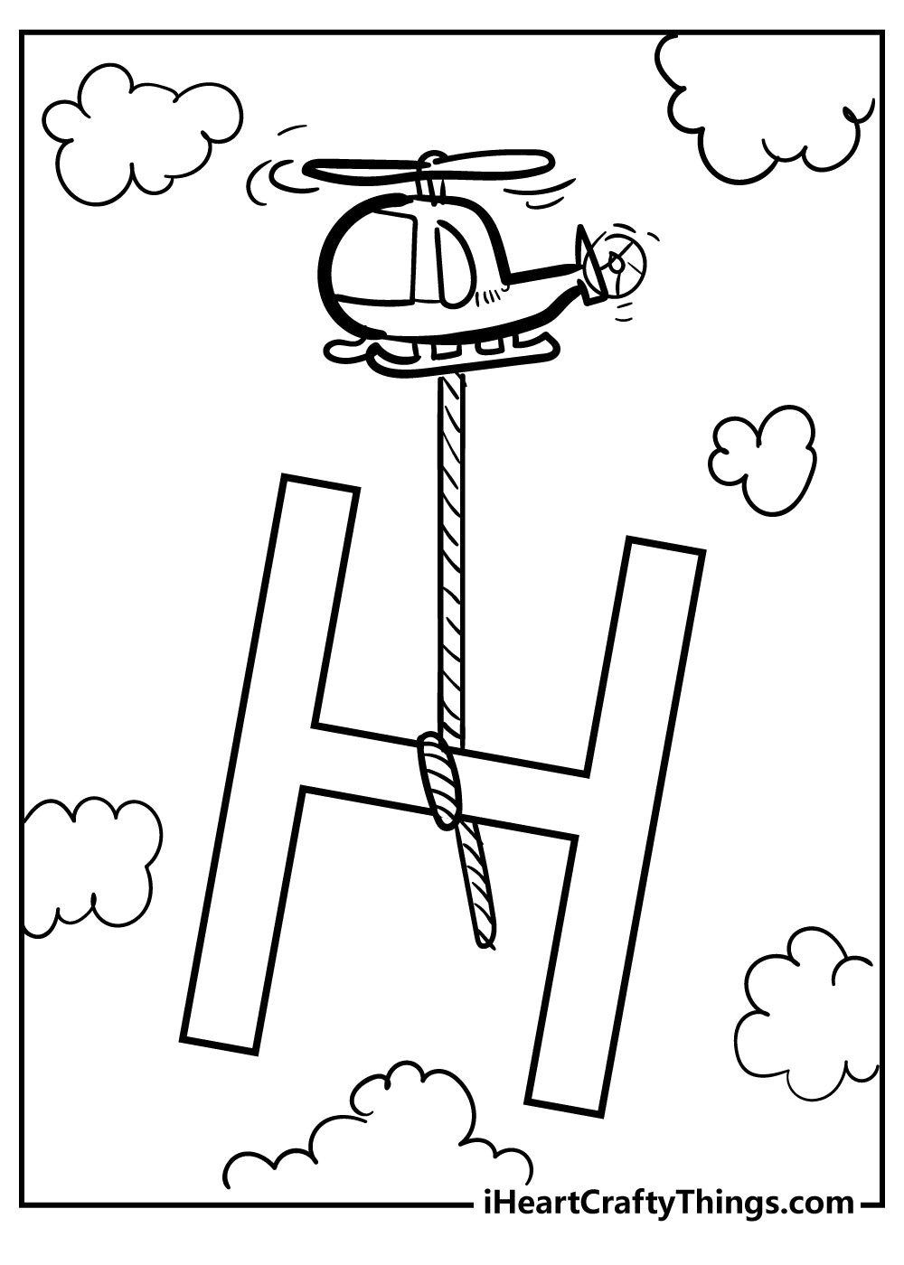 Letter H Coloring Book - 15 pages