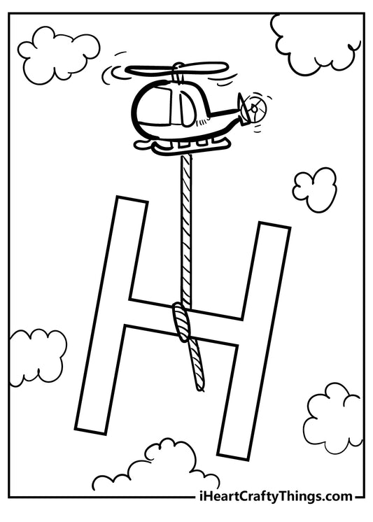 Letter H Coloring Book - 15 pages