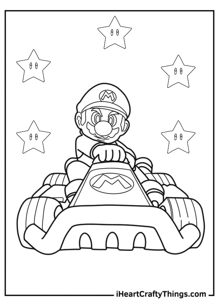 Mario Kart Coloring Book 15 pages I Heart Crafty Things