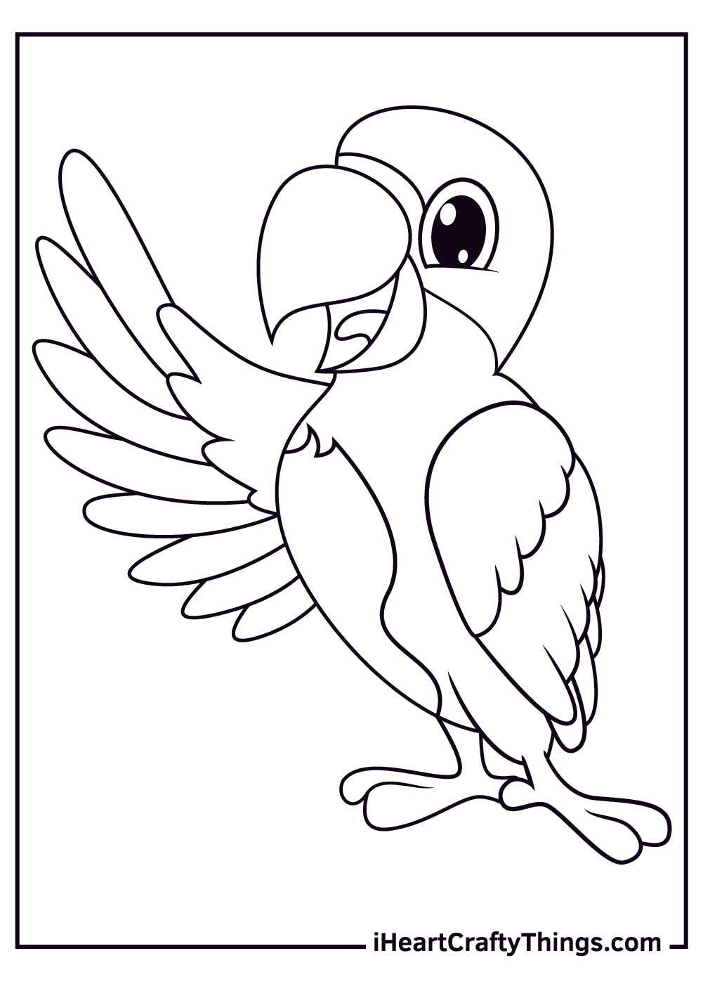 Parrots Coloring Book - 15 pages