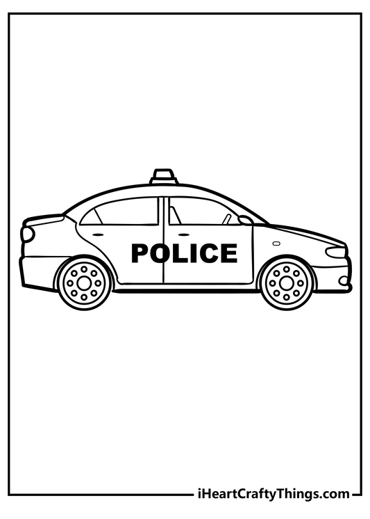 Police Car Coloring Book - 20 pages