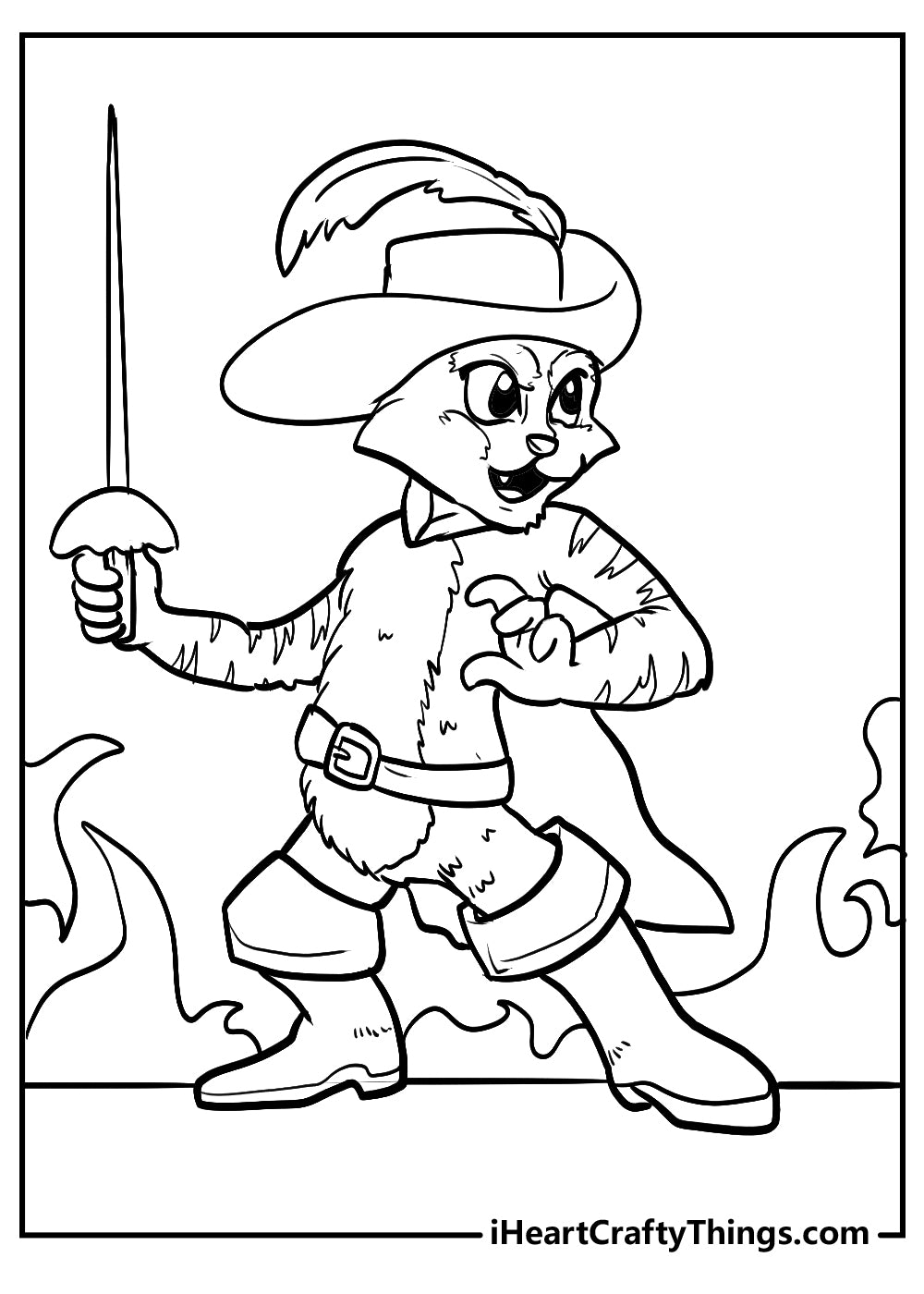 Puss In Boots Coloring Book - 15 pages