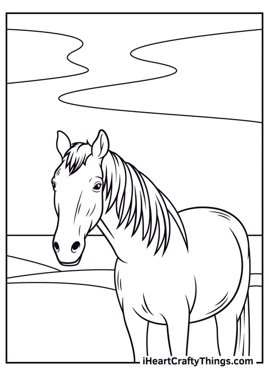 Realistic Horse Coloring Book - 15 pages