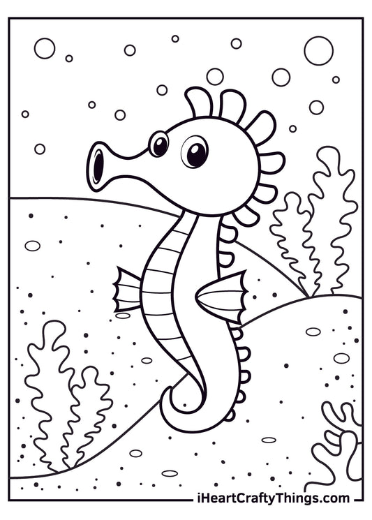 Seahorse Coloring Book - 15 pages