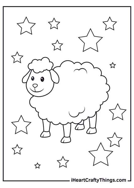 Sheep Coloring Book - 15 pages