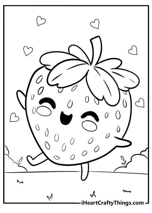 Strawberry Coloring Book - 20 pages