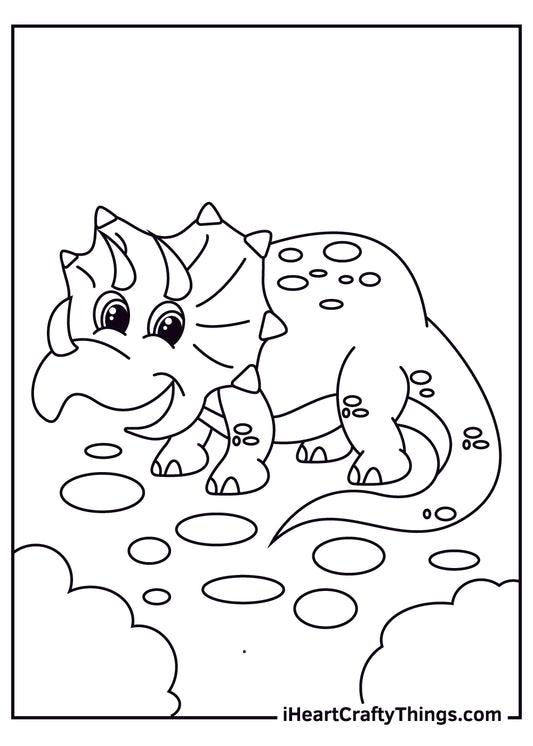 Triceratops Coloring Book - 15 pages