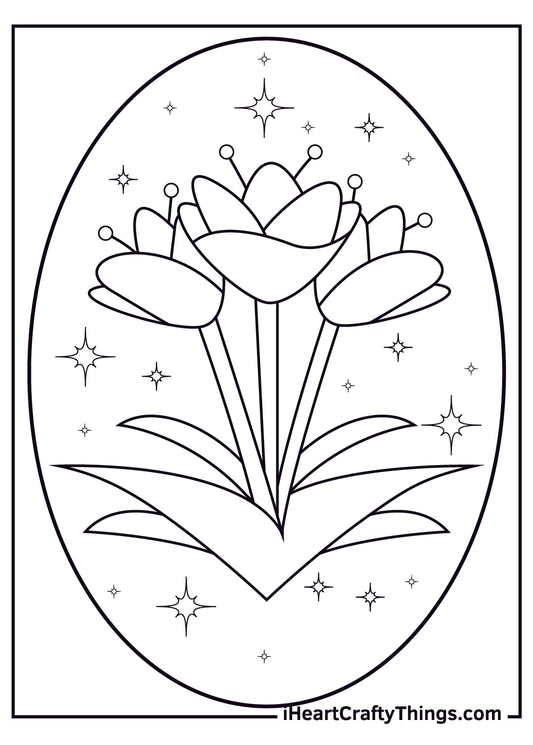 Tulip Coloring Book - 15 pages