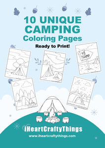 10 CAMPING  COLORING PAGES