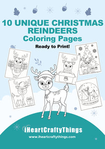 10 CHRISTMAS REINDEERS COLORING PAGES