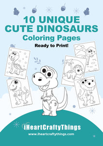 10 CUTE DINOSAURS COLORING PAGES