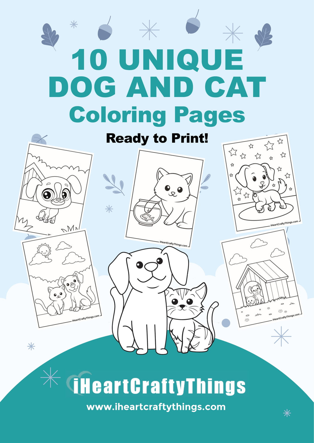 10 CAT AND DOG COLORING PAGES