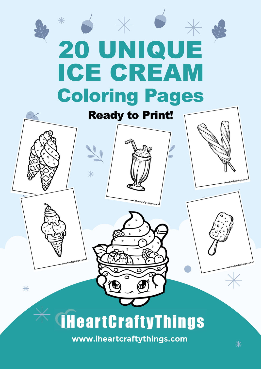 20 ICE CREAM COLORING PAGES