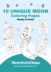 10 CUTE MOON COLORING PAGES