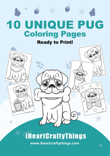 10 CUTE PUG COLORING PAGES
