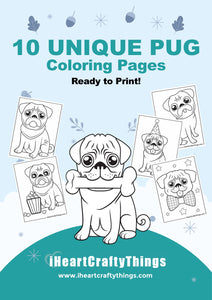 10 CUTE PUG COLORING PAGES