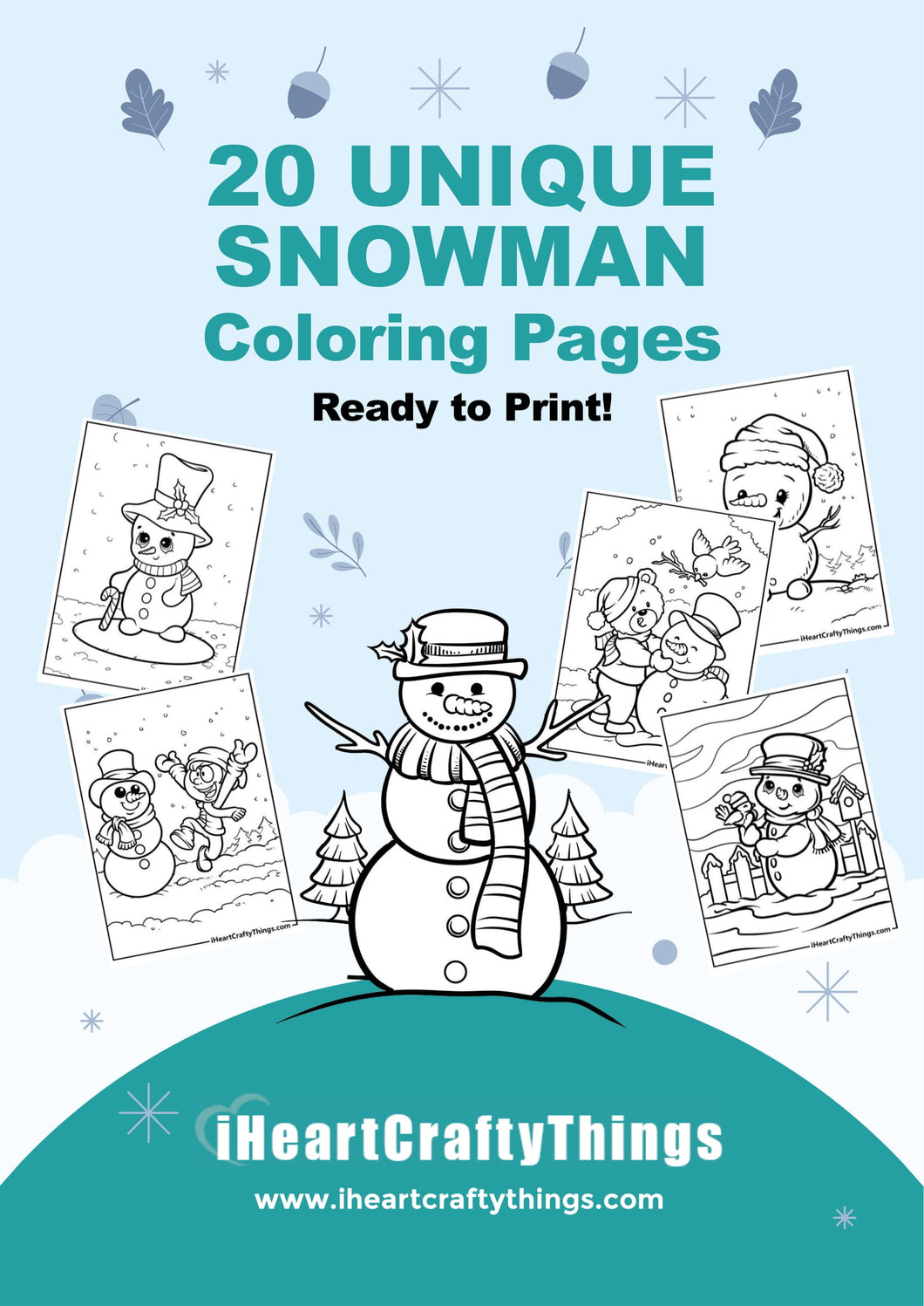 20 CUTE SNOWMAN COLORING PAGES