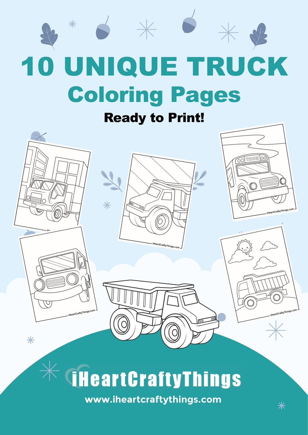 10 TRUCK COLORING PAGES