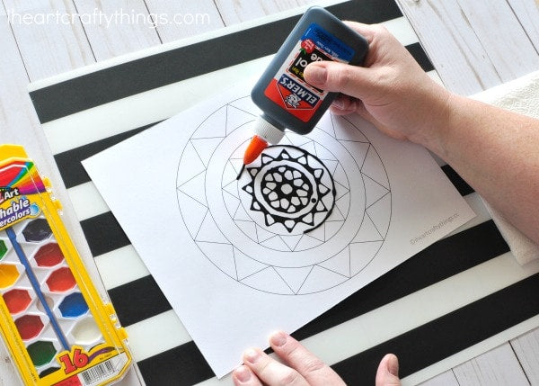 Black Glue Mandala Art Project