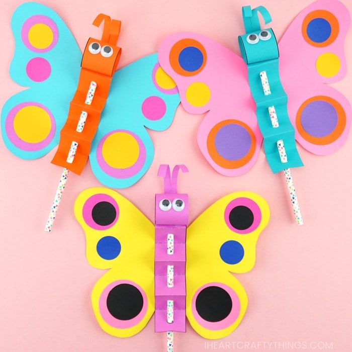 Colorful Paper Buttefly Puppet Craft