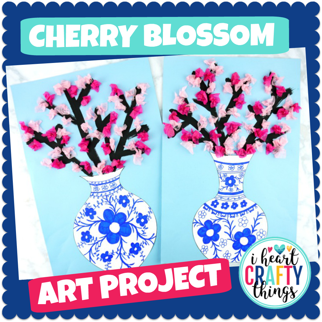 Cherry Blossom Art Project - Japanese art porcelain vase templates