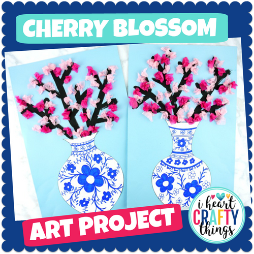 Cherry Blossom Art Project -Japanese art porcelain vase templates