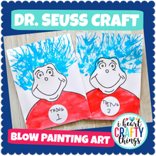 Load image into Gallery viewer, Dr. Seuss Craft -Thing 1 and Thing 2 Blow Painting Art Activity