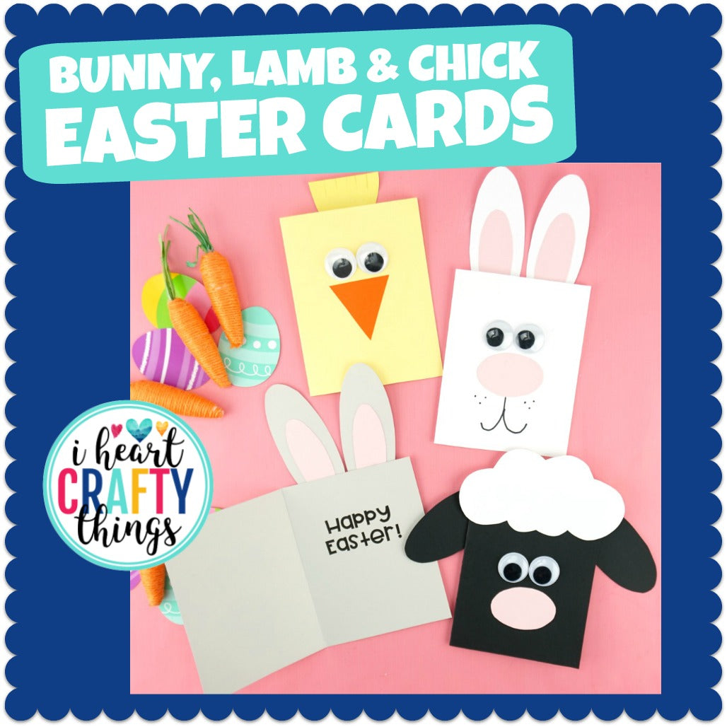 Simple Easter Cards for Kids | Bunny, Lamb and Chick Card