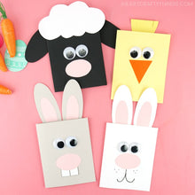 Load image into Gallery viewer, Simple Easter Cards for Kids | Bunny, Lamb and Chick Card