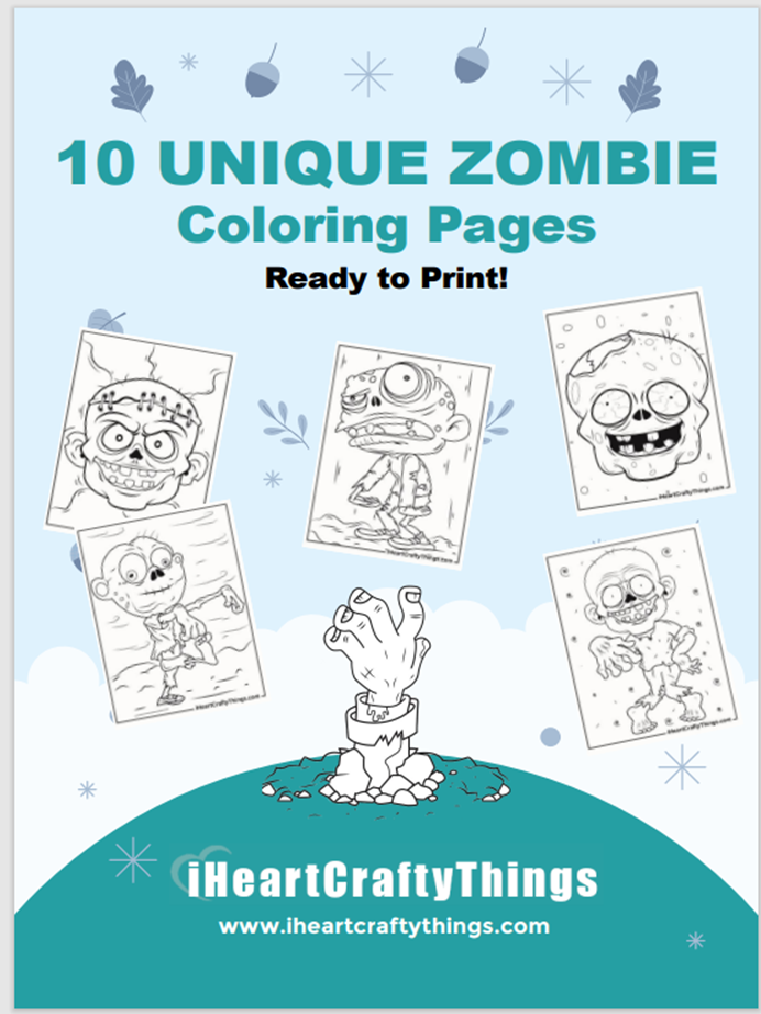 10 ZOMBIE COLORING PAGES