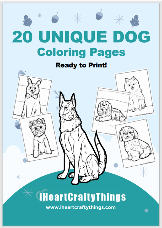 20 CUTE DOG COLORING PAGES