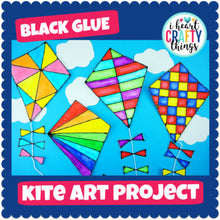 Load image into Gallery viewer, Black Glue and Watercolor Kite Art Project