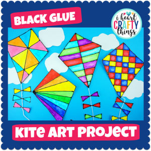 Black Glue and Watercolor Kite Art Project