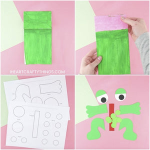Frog Paper Bag Puppet Craft Template  Paper bag puppets, Puppets, Paper bag
