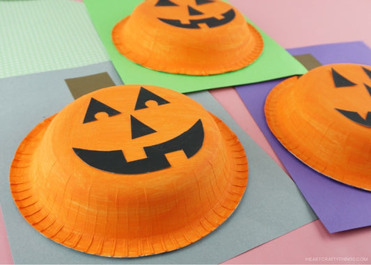 Easy Paper Bowl Pumpkin Craft for Kids