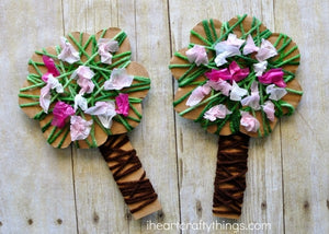 YARN WRAPPED BLOSSOMING SPRING TREE CRAFT